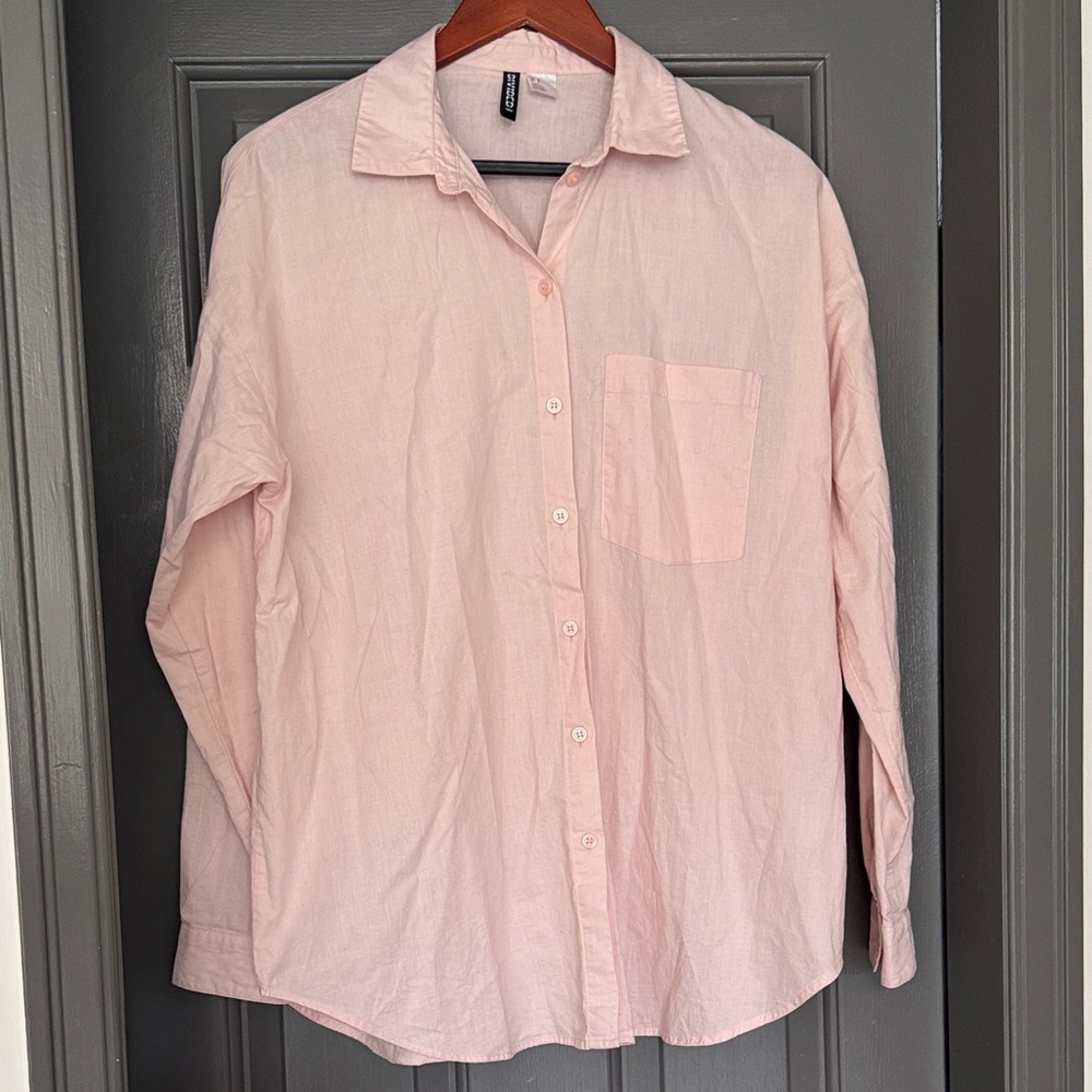 H&M Light Pink Casual Button Down Shirt